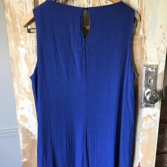 Westport lined blue dress with embroidered detail, size L - Picture 3 of 6